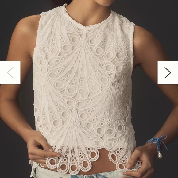 Blue Tassel Tops - Anthropologie BlueTassel Eyelet Tank, Size XL